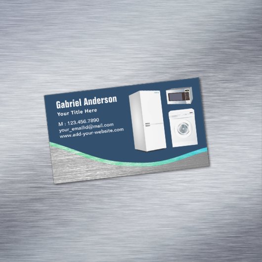 ネイビーブルースチール家電製品修理 マグネット名刺 (インサイチュ)