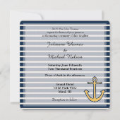 ネイビーブルーストライプいかり結婚ズ 招待状 (正面)