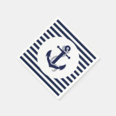 ネイビーブルーストライプのいかり結婚ズナプキンス スタンダードカクテルナプキン (角)