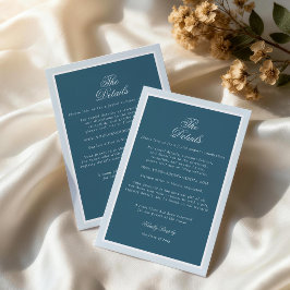 ネイビーブルーストライプのエレガントな結婚式ディテールカード エンクロージャーカード