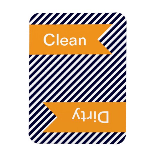 ネイビーブルーストライプのクリーン – 汚れた食洗機磁石 マグネット (縦)