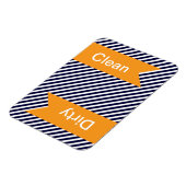 ネイビーブルーストライプのクリーン – 汚れた食洗機磁石 マグネット (左側)