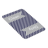 ネイビーブルーストライプのクリーン – 汚れた食洗機磁石 マグネット (右側)