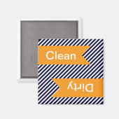 ネイビーブルーストライプのクリーン – 汚れた食洗機磁石 マグネット (正面/裏面)