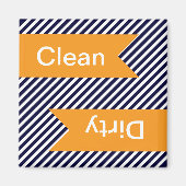 ネイビーブルーストライプのクリーン – 汚れた食洗機磁石 マグネット (正面)