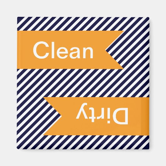 ネイビーブルーストライプのクリーン – 汚れた食洗機磁石 マグネット (正面)