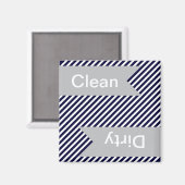 ネイビーブルーストライプのクリーン – 汚れた食洗機磁石 マグネット (正面/裏面)