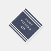 ネイビーブルーストライプのハッピーファーザーズ スタンダードカクテルナプキン (角)