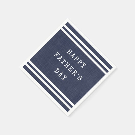 ネイビーブルーストライプのハッピーファーザーズ スタンダードカクテルナプキン (角)