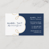 ネイビーブルーストライプのパターン&クエレガントレスト 名刺 (裏面)