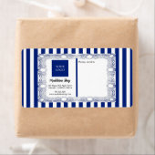 ネイビーブルーストライプのフレームとロゴ ラベル (インサイチュ)