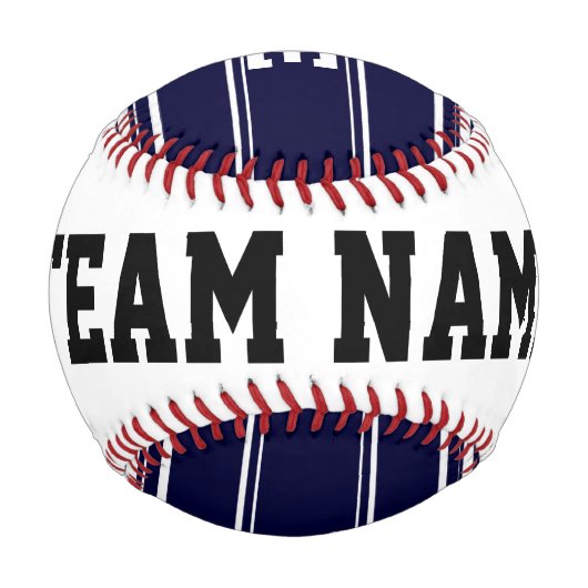 ネイビーブルーストライプのモノグラカスタムム付き 野球ボール (正面)