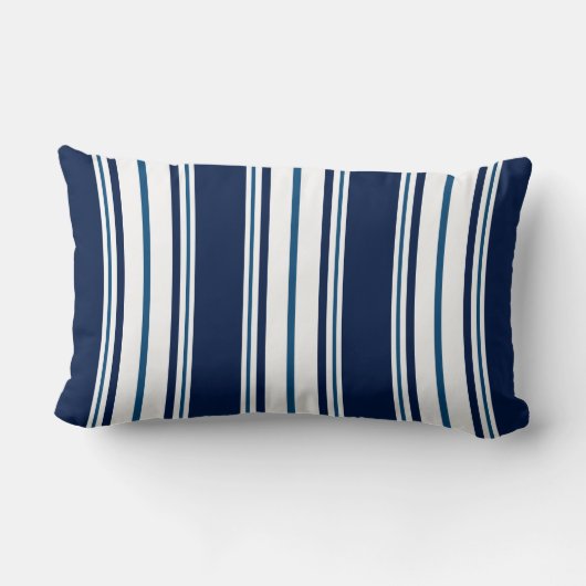 ネイビーブルーストライプのル航海のンバー枕 ランバークッション (裏面)