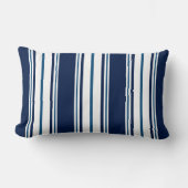 ネイビーブルーストライプのル航海のンバー枕 ランバークッション (正面)