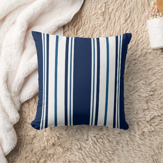 ネイビーブルーストライプの航海の装飾用クッション クッション (ブランケット)