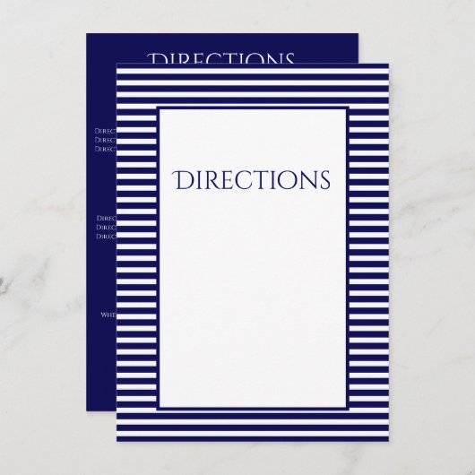 ネイビーブルーストライプの – 方向 エンクロージャーカード (正面/裏面)