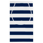 ネイビーブルーストライプズのパタパーソナライズされたーン スモールペーパーバッグ (裏面)