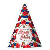 ネイビーブルーストライプズホワイト1stバースデーベリーファースト パーティーハット (正面)