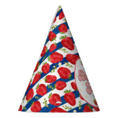 ネイビーブルーストライプズホワイト1stバースデーベリーファースト パーティーハット (左)