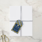 ネイビーブルーストライプハートパタ結婚ーンのギフトラベル ギフトタグ (より糸付き)