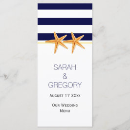 ネイビーブルーストライプホワイト結婚の名刺 メニュー