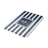 ネイビーブルーストライプボートネーム航海アンカー バスマット (アングル)