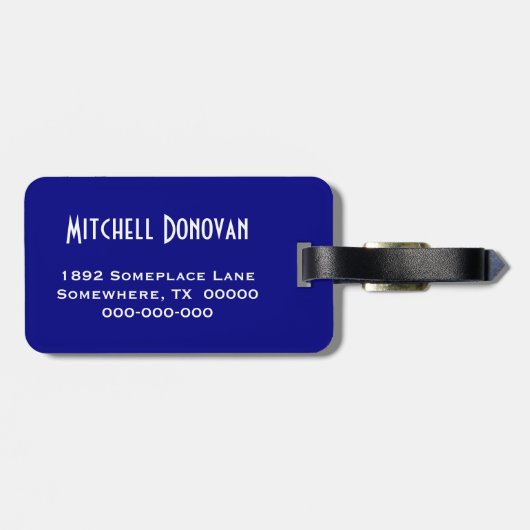 ネイビーブルーストライプラゲントタグ男性へ ラゲッジタグ (裏面横)