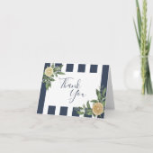 ネイビーブルーストライプレモンシトラスフォールディング サンキューカード (正面)