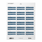 ネイビーブルーストライプ紙吹雪シルバーメリークリスマス ラベル (フルシート)