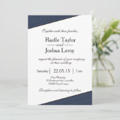 ネイビーブルーストライプ結婚式招待状ホワイトグレー 招待状 (スタンド正面)