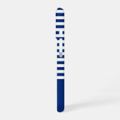 ネイビーブルーストライプ+船舶ホイール ブルー+ホワイト iPhone 16ケース (左側面)
