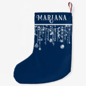 ネイビーブルーストリングライツスモールクリスマスストッキング スモールクリスマスストッキング (裏面)