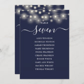 ネイビーブルーストリングライツテーブル番号座席表 招待状 (正面/裏面)