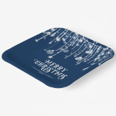 ネイビーブルーストリングライトクリスマスパーティー ペーパープレート (傾斜あり)