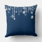 ネイビーブルーストリングライトクリスマス クッション (裏面)