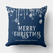 ネイビーブルーストリングライトクリスマス クッション (正面)