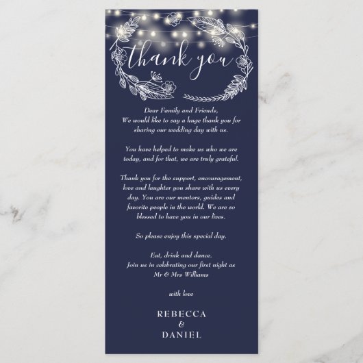 ネイビーブルーストリングライトサンキュー座席表 メニュー (正面)