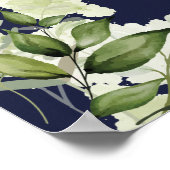 ネイビーブルーストリングライトフローラ結婚の歓迎 ポスター (角)