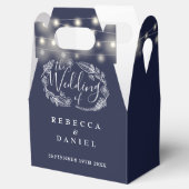 ネイビーブルーストリングライトフローラ結婚ズ フェイバーボックス (オープン)