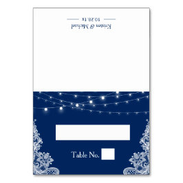 ネイビーブルーストリングライトレース結婚のシーティングプレイス テーブルナンバー