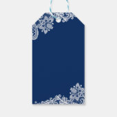 ネイビーブルーストリングライトレース結婚の感謝 ギフトタグ (裏面)