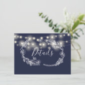 ネイビーブルーストリングライト結婚ズ詳細カード 招待状 (スタンド正面)