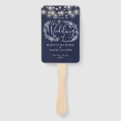 ネイビーブルーストリングライト結婚式 プログラム ハンドファン (正面)