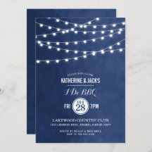 ネイビーブルーストリングライトI do BBQ招待状