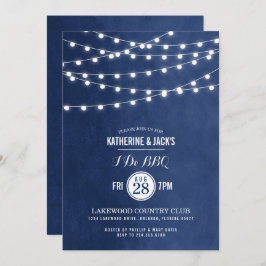 ネイビーブルーストリングライトI do BBQ招待状 招待状
