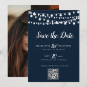 ネイビーブルーストリングラモダンイントス救クリプト セーブザデート (正面/裏面)