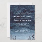 ネイビーブルースノーウィーフォーマルター結婚ワンダーランド 招待状 (正面)