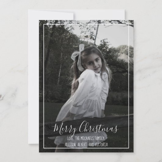 ネイビーブルースノーフレーククリスマスフォトカード1枚の写真 シーズンカード (正面)