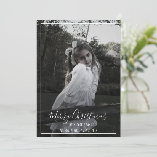 ネイビーブルースノーフレーククリスマスフォトカード1枚の写真 シーズンカード (スタンド正面)