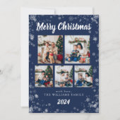 ネイビーブルースノーフレークホリデーカード シーズンカード (正面)